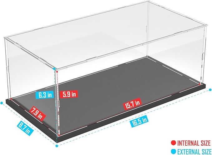 Choowin Acrylic Display Case for Lego Porsche 911 10295 for Lego Camaro 10304 10337 42176 for Lego Car Display Thickened Clear Acrylic Display Cases for Collectibles Assemble Dustproof(Black Base)
