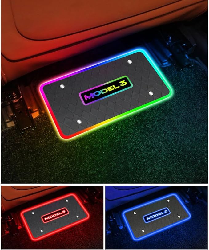 Car Floor Mats Lights for Tesla Model 3 Y Luminous Ambient Neon Lighting Kits, Interior Car Lights Floor Mats for Model Y/3 Cars Decor Atmosphere RGB Lamp Accessories Tesla Ambient Lamp