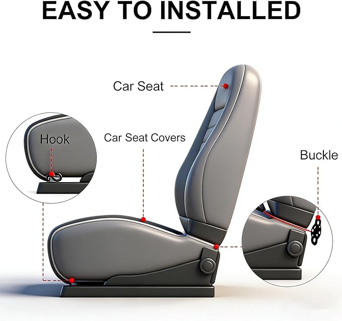 Suninbox Car Seat Cover,Linen Bottom Car Seat Covers,Universal Cloth Car Seat Cushion Cooling Breathable Ventilated Front Seat Only[Gray] Automotive, SUV, Truck, and Van