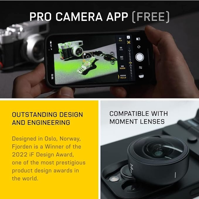 FJORDEN Pro Bundle for iPhone 16 Pro - Includes Fjorden Camera Grip, (MagSafe Compatible) iPhone Case, Black Rope Strap & Carry Case - Shoot Like A Pro with Your iPhone