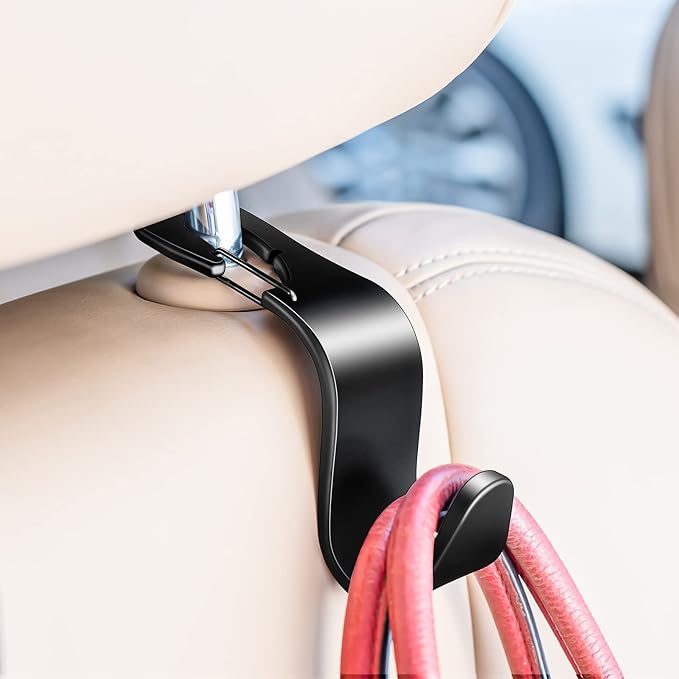 4 Pack Car Back Seat Headrest Hook Hanger for Purse Grocery Bag Handbag Hat