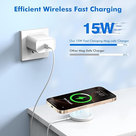 Magnetic Wireless Charger,[Apple MFi Certified]iPhone Charger Apple Mag-Safe Charger with 15W 3.3FT iPhone Fast Magnetic Charging Pad for iPhone 17 Pro Max/17 Air/16 Pro/16/15 Pro Max/14/13/12/AirPods
