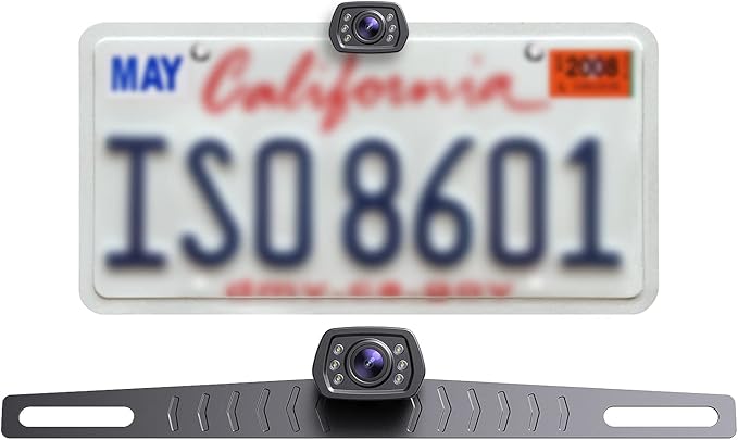 ZEROXCLUB Car Backup Camera 6 Auto LED Lights Night Vision, IP69 Waterproof Wired License Plate Rear View Camera 149° Wide View Reversing Camera for Car Pickup Truck SUV-B2