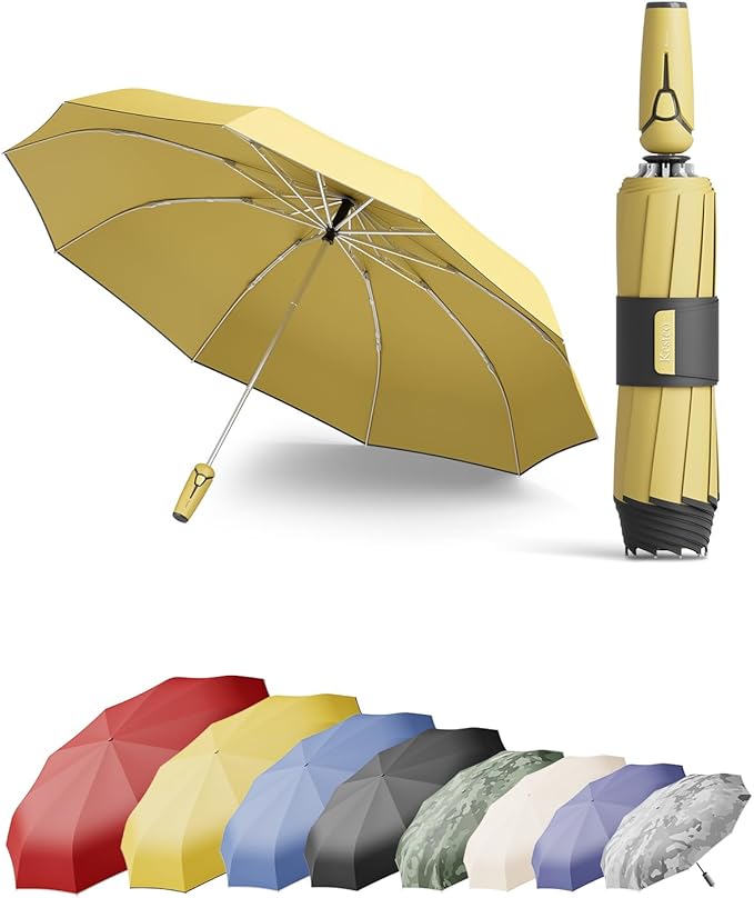 Windproof Travel Umbrella for Rain, Withstand 85MPH Winds, 54 Inch Automatic Reverse Fold Umbrellas Easy Auto Open Close, Portable Compact Umbrella Includes Cover Bag, Perfect for Travel, Car, Commute, Women Men, Backpack