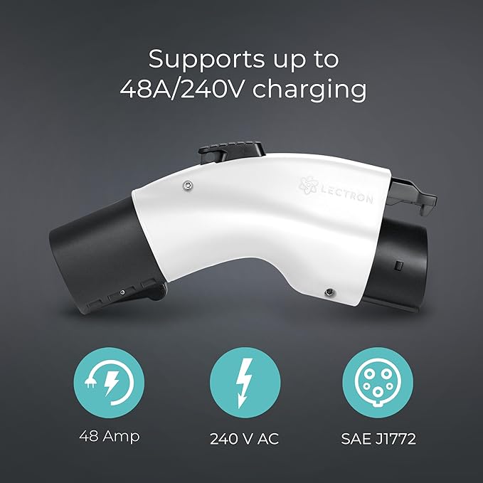 Lectron Tesla to J1772 EV Charging Adapter – NACS Converter, 48 Amp & 240V, Compatible with Tesla High Powered Connectors, Destination Chargers & Mobile Connectors for J1772 Electric Vehicles