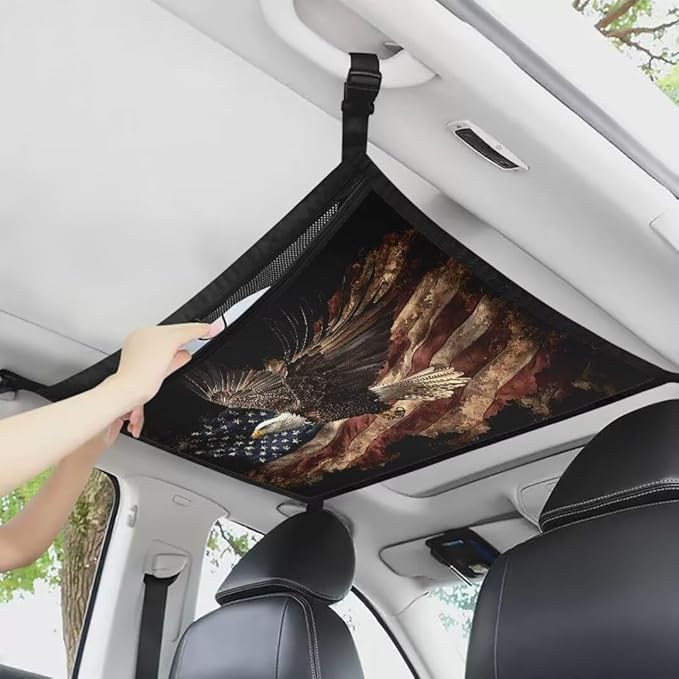 Flying Eagle Print Car Roof Storage Bag Multi-Purpose Seat Organizer All Car Storage Organizers One Size Inner Car Accessories