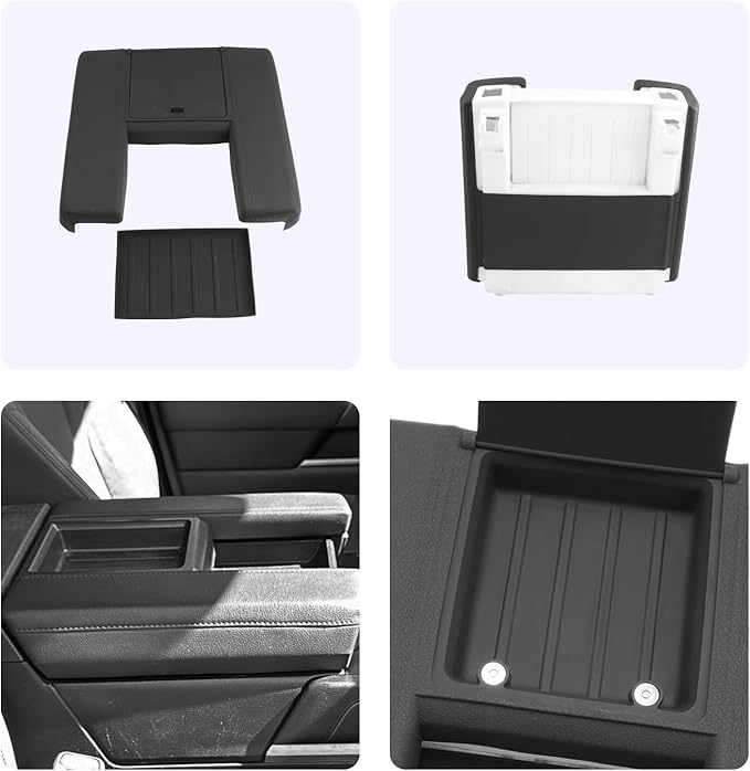 LUWU Center Console Cover Hidden Storage Box Compatible with 2022-2025 2026 Tundra (SR/SR5/Limited) Accessories Silicon Material Armrest Cover Center Console Hidden Organizer Box (2 in 1 Design)