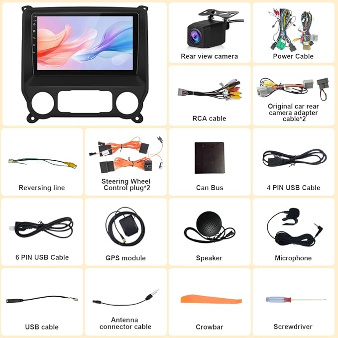 8Core 64GB ROM Car Radio for Chevy Silverado GMC Sierra 2014-2018, Android 13 10.1" Stereo with Wireless CarPlay Android Auto BT GPS SWC Backup Camera 4GB RAM + 64GB ROM