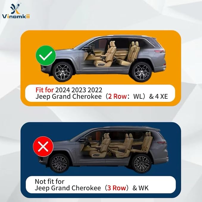 Trunk Cargo Cover Fit for Jeep Grand Cherokee (2 Row;WL) 2022 2023 2024 2025 2026 for Retractable Trunk Rear Security Cover Privacy Screen Shielding Shade with Carbon Fiber Texture