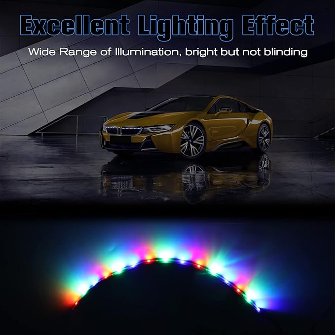 RGB LED Strip Lights for Car BaishenglinMotor 12-Pack DC12V Waterproof 30CM/11.8"/1FT 5050 15-SMD LED Strip Underbody Light for Car Motorcycles Golf Cart Decoration Led Interior Exterior Strip Lights