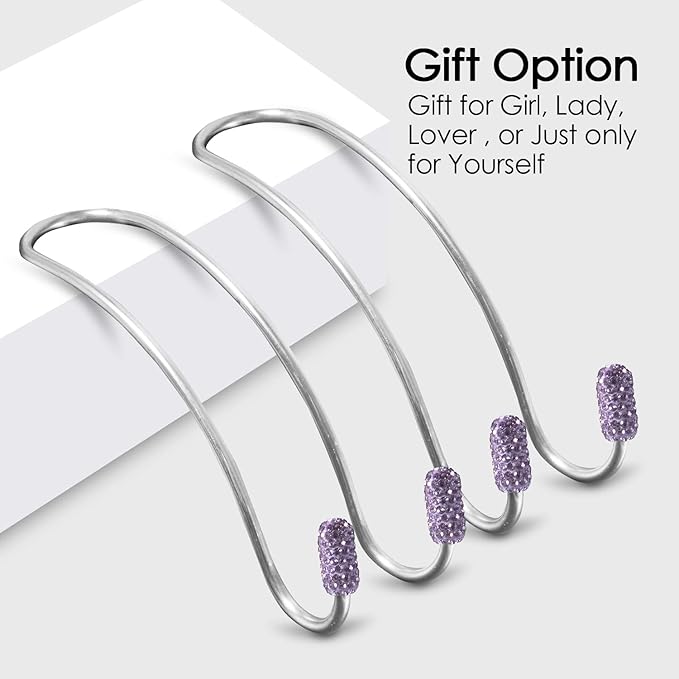 Guoord 【2024 Upgraded】 Car Headrest Hooks Decorations, 2 Pcs Bling Purse Hook Hangers, Auto Hooks Car Hangers and Durable Backseat Holder, Storage Universal for SUV Truck Vehicle(Violet)