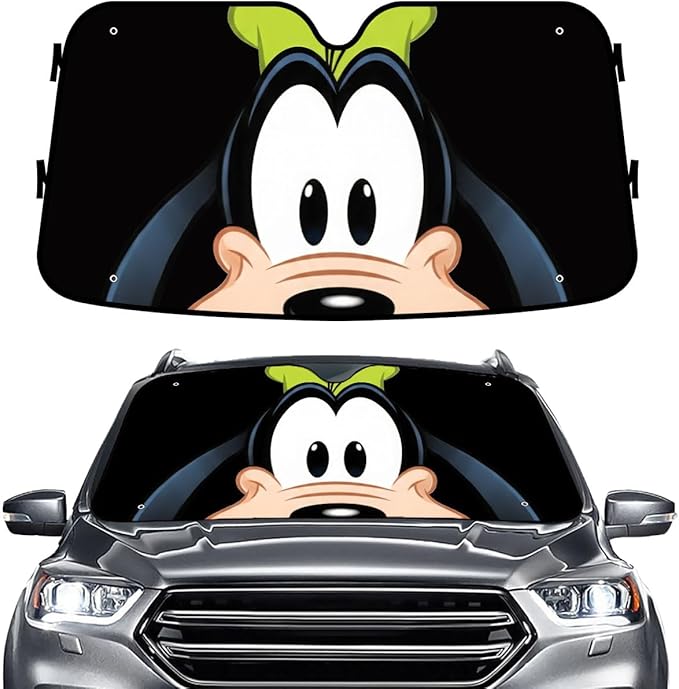 GENANY Cartoon Dog Windshield Sun Shade for Car SUV Truck (55x30 Inches), Front Window Visor for Windows, Protector Blocks UV