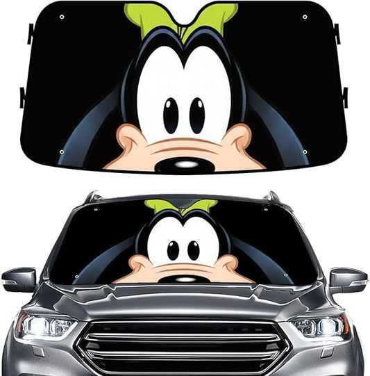 GENANY Cartoon Dog Windshield Sun Shade for Car SUV Truck (55x30 Inches), Front Window Visor for Windows, Protector Blocks UV
