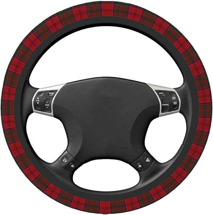 Thickened Elastic Steering Wheel Cover, Grant Clan Tartan Plaid Pattern Ultra, Soft, Breathable, Fit for Cars, SUVs, Trucks, Stylish Comfortable Grip