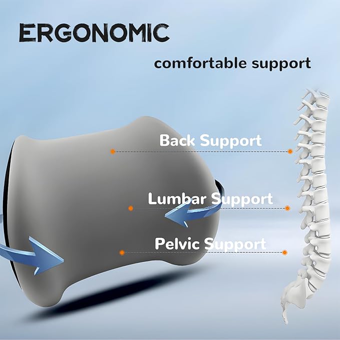 Car Headrest & Lumbar Support Cushion, Car Headrest and Lumbar Support, Ergonomic Car Seat Headrest & Lumbar Cushion, Car Head Rest and Lumbar Pillow Set for Neck Back Pain Relief (Brown)