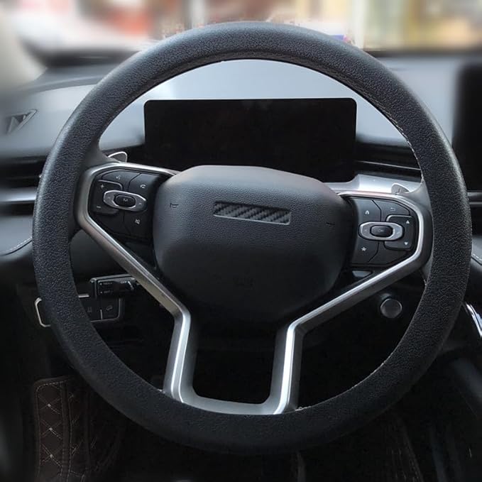 Universal Black Car Steering Wheel Cover: RPKEY 13.5 to 15 inches Silicone Steering Cover Compatible with Most Car Models Including Round D Shape