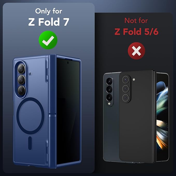 MOBOSI Magnetic for Z Fold 7 Case with Privacy Screen Protector, Samsung Galaxy Z Fold7 Cover[Compatible with Magsafe & Full Body Hinge Protection] Shockproof Phone Cases for zfold 7, Deep Blue