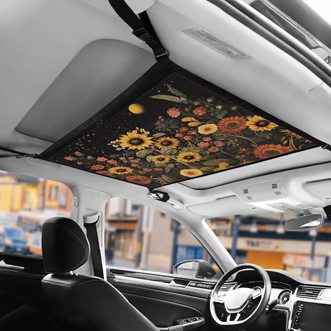 Flower Cluster Print Car Roof Storage Bag Car Storage Bag Organizer Multi-Purpose Car Bag Storage Box Organizer Pouch Pocket Large Capacity Storage for Small Items