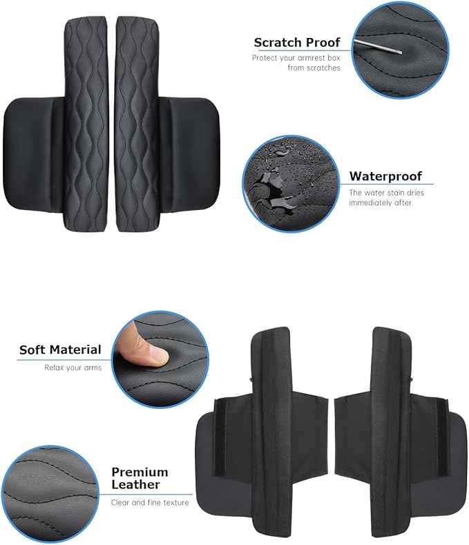 INTGET Center Console Cover for Mazda CX5 Accessories 2026/CX50 CX-50 2023 2024 2025 2026 Car Interior Leather Armrest Arm Rest Lid Cushion Pad Protector (2023+, Black Stitches with Pattern)