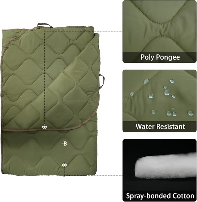 Poncho Liner Military Insulation Blanket Camo with Compression Carry Bag for Outdoors Hiking Jungle Hunting Gear
