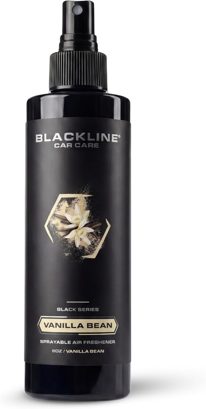 Blackline Car Care - Vanilla Bean Car Air Freshener, Long-Lasting, Oder Eliminator, for Cars, Trucks, SUV, or Home Use - 8 fl OZ - Vanilla Bean Air Freshener - Vanilla Spray
