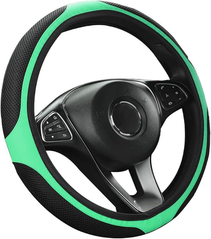 LoyaForba Car Steering Wheel Cover, Universal 14.5-15 Inch, Soft Anti-Slip Neoprene Protector for Steering Wheel, Breathable Odorless and Elastic Stretch, Car Accessory for SUV, Van, Truck (Green)