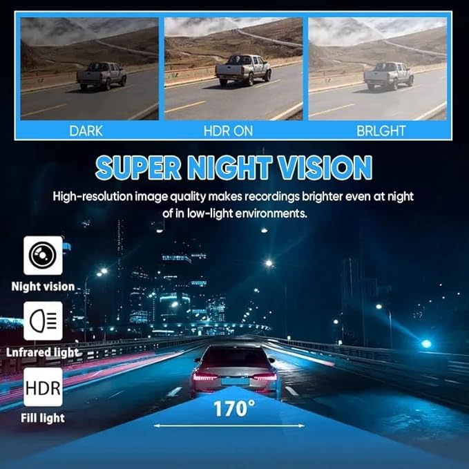 Saker Full View Car Dashcam System, 360° 4-Channel Dash Cam with Front Rear Left Right Cameras, 4K Recording, Enhanced Night Vision, Parking Monitor, G-Sensor (with 128GB SD Card)