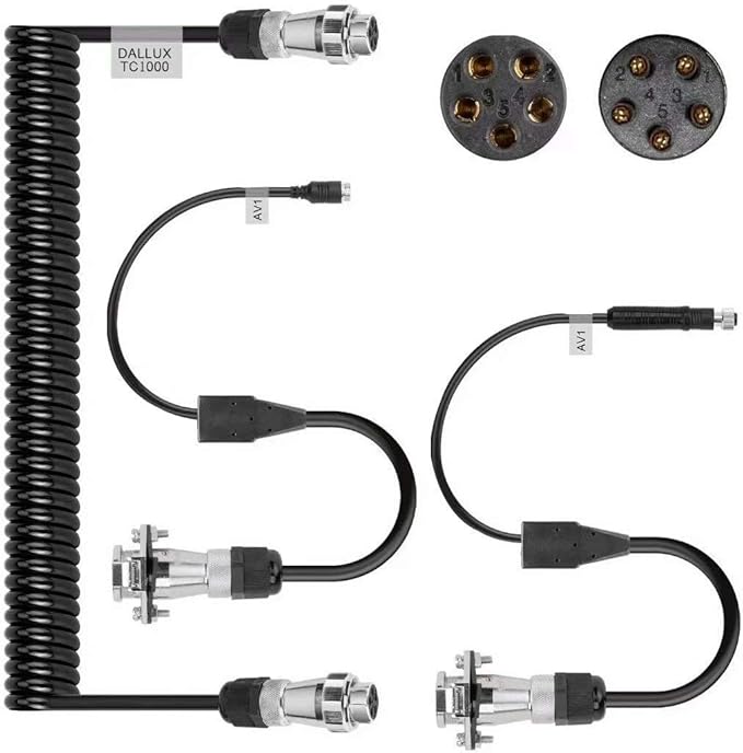 DALLUX Heavy Duty Vehicle Coil Trailer Cable with 1 Channel 4 PIN AV Connector Disconnect Kit for Truck Caravan Motor Home Backup Security Camera Monitor System