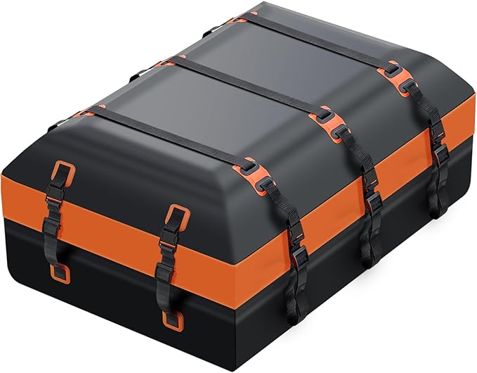 Premium Car Roof Bag, 20 Cubic Heavy Duty Cargo Carrier Bag for All Cars with/Without Rack, Waterproof Car Roof Cargo Carrier with Anti-Slip Mat, 6 Door Hooks, Luggage Lock