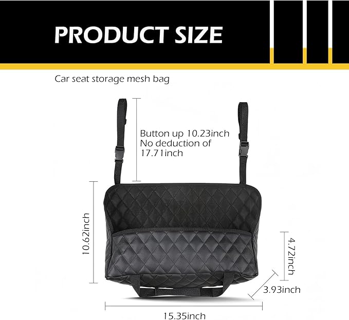 Car Purse Holder Between Seats, Hanging Large Capacity Snack Cup Bag Document Storage Bag, Multi-functional Organizer for Easy Travel, Auto Interior Backseat Barrier (Black)