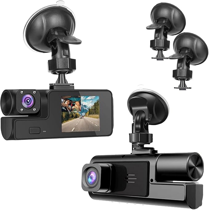 1080P Dual Dash Camera for Car Front and Inside Dashcam Car Security Video Recorder,170°Wide Angle Vehicle Cam,WDR,G-Sensor,2’’ IPS Screen,Loop Recording,Night Vision (Dual Dash Cam Without Card)