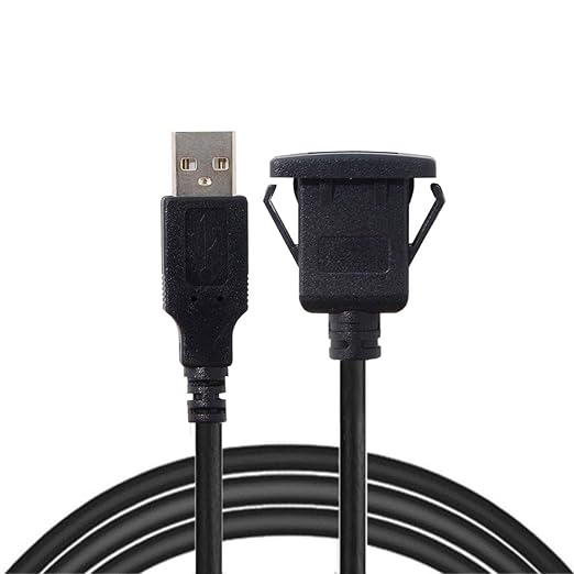 cablecc 1m Waterproof Single USB 2.0 Extension Latch Mount Car AUX Cable for Dashboard Panel