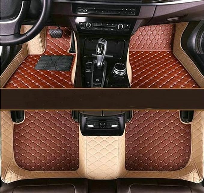 Custome Car Mats Accessories All Weather Floor mats Compatible with Automotive Floor Mats Passenger car mats (Beige Brown)