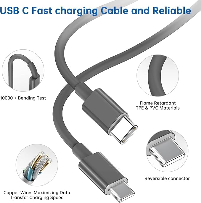 Fast iPad Charger,iPad Charger Fast Charging 2Pack Wall Chargers Plug Adapter and Type C USB C to C Cable Cord 6ft Type C to C for iPad Pro 12.9,Pro 11 inch,iPad Air 5th/4th,Mini 6,i-Pad 10(Black)