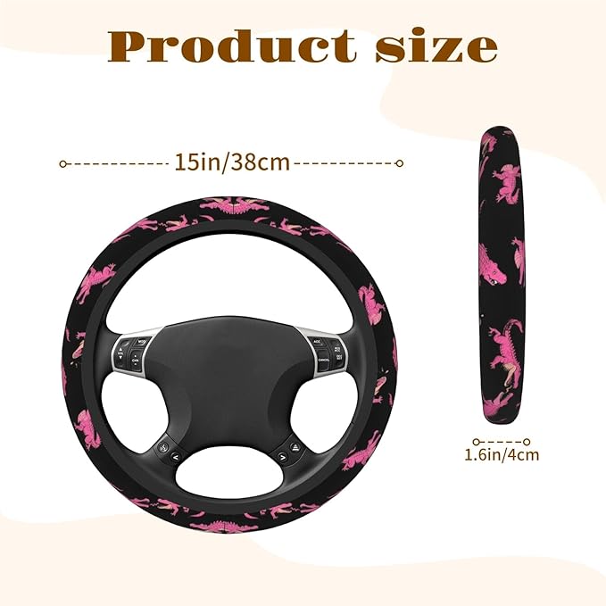 Steering Wheel Cover Accessories Neoprene Cover, Breathable Non-Slip Easy to Install Suitable for Women Men, 14.5-15.5 Inch for Car SUV Van Truck Universal - Pink Crocodile