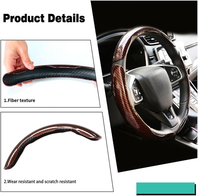 3 Pcs Carbon Fiber Car Steering Wheel Cover, Anti-Skid & Scratch-Proof,Segmented, Butterfly Thin Steering Wheel Cover Men/Women Universal Fit 14.5"-16" Wheel Covers for Cars/Truck/SUV