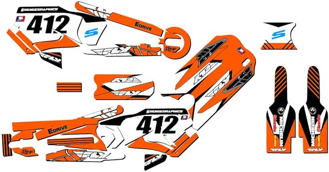 12eDRIVE Fly Racing Orange Senge Graphics Kit Compatible with Stacyc