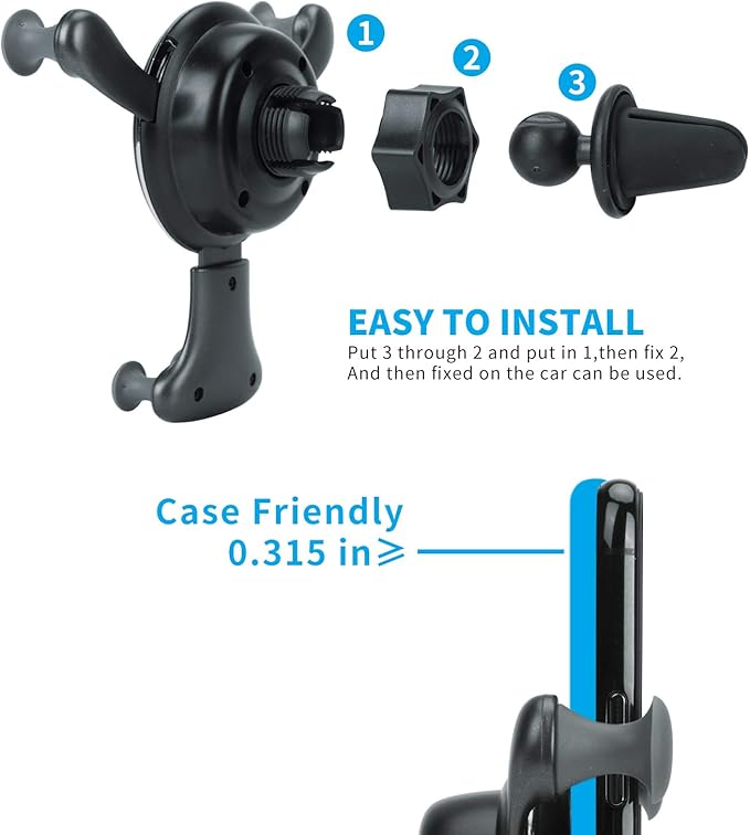 Wireless car Charger Mount-Adjustable Bracket-Gravity System-Fast Charging