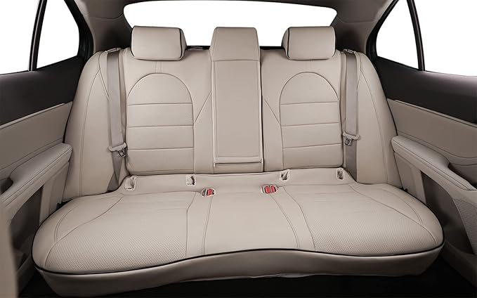 EKR Camry Seat Covers for Toyota Camry XLE, XSE 2018-2024(Not for Hybrid) Waterproof Leather Car Seat Cover Full Set for Trucks SUV-Faux Leather (Beige)
