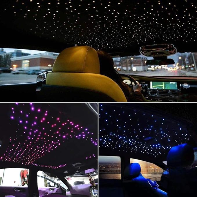 AKEPO 16W APP Fiber Optic Starlight Headliner Lights for Car & Home, 400pcs 0.75mm 6.5ft/2m Optical Fibers Sound Activated Light Source with Remote+APP Control Star Ceiling Light Kit