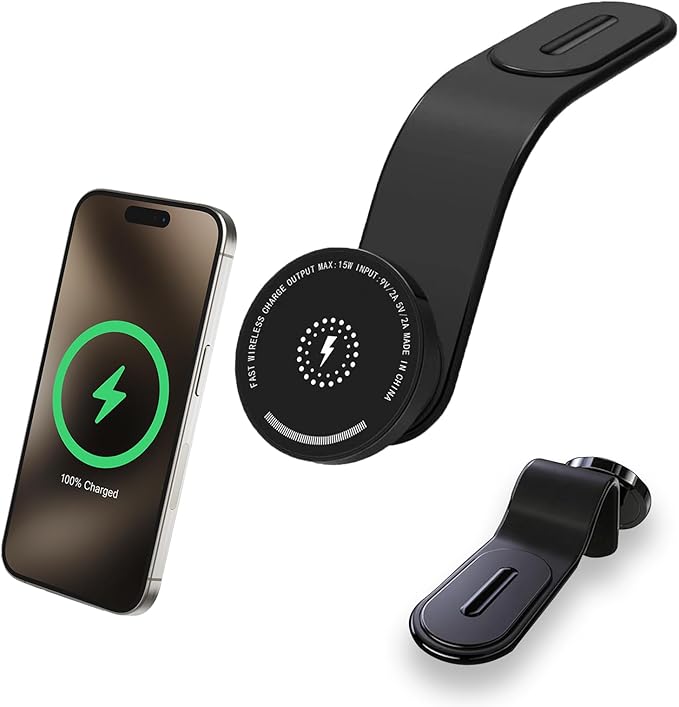 MagSafe Car Mount Charger, 15W Fast Magnetic Wireless Car Charger, Magnetic Phone Holder with 360° Adjustable Mount and Memory Alloy Bendable Arm for iPhone 17/16/15/14/13/12 Series