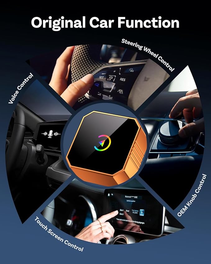 2026 Wireless CarPlay Adapter for iPhone ＆ Android Auto Mini Wired to Wireless Apple Car Play Adapter Plug & Play Compatible for iPhone iOS 10+ Android 11+ with After 2016 Cars