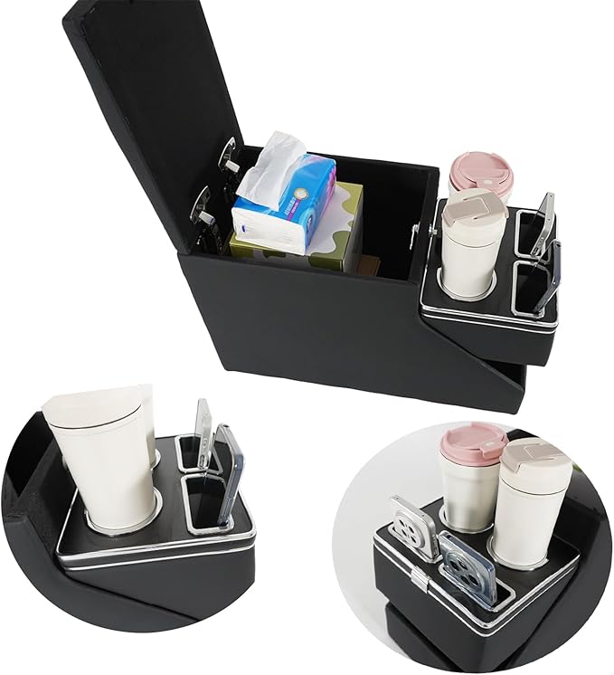 time secret Universal Center Console Between Seat for Minivans, SUVs, Middle Van Console Floor Console Organizer Storage Box (with Locking Design)