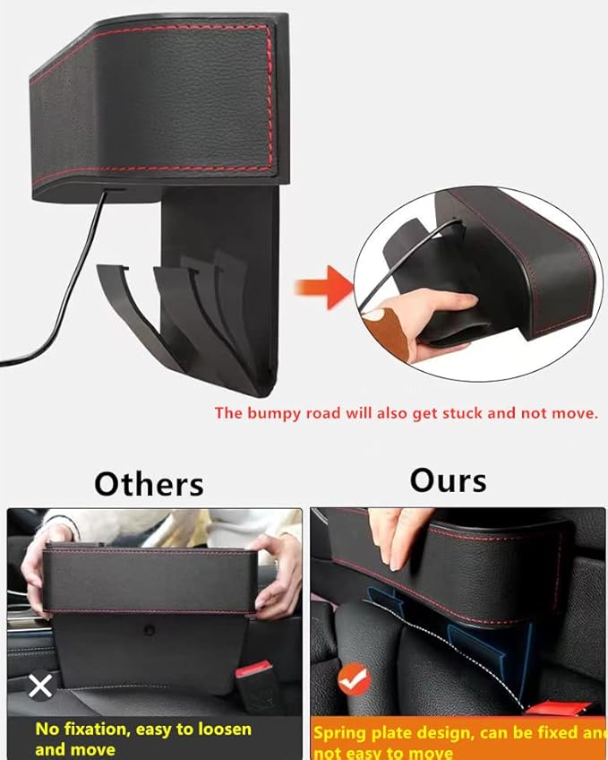 JEYODA Car Seat Gap Filler Organizer, Car Organizer Front Seat, Pack Auto Console Side Storage Box with Cup Holders，Car Organizers and Storage for Holding Phone, Sunglasses, Wallet 1PC(beige)