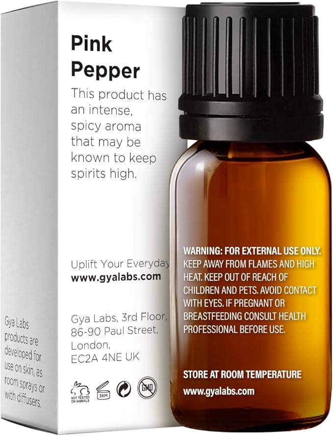 100% Pure Pink Pepper Essential Oil - 0.34 Fl Oz - Pink Pepper Oil for Hair, Skin, Diffuser, Aromatherapy & DIY Candle Making Scent