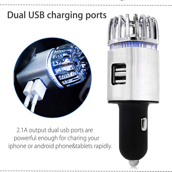 2 In 1 Car Air Purifier, 12v Plug Car Air Freshener And Ionic Air Purifier,For Car With Dual Usb Charger, Remove Dust, Pollen, Smoke And Bad Odors - Available For Your Auto Or Rv