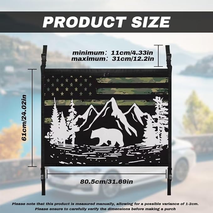 Mountain Flag Car Roof Storage Bag Multi-Purpose Seat Organizer Premium Car Seat Organizer Vehicle Passenger Seat Organization and Storage for Kids Adults Pets Items