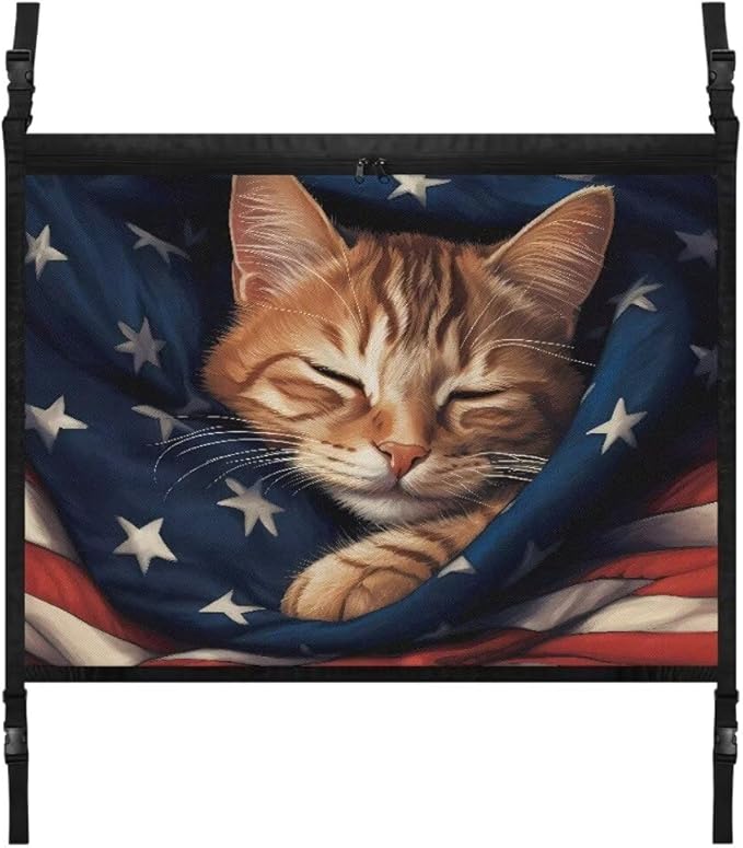 Cat USA Flag Car Roof Storage Bag Car Roof Seat Organizer Multi-Purpose Car Bag Storage Box Organizer Pouch Pocket One Size Car Travel Accessories Suitable for Cars, SUVs