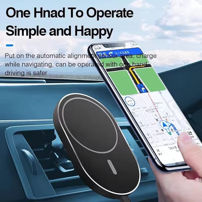 Car Magnetic MagSafe Vent Stand & Charger - Premium Quality for Multiple Models (Black, Solid)