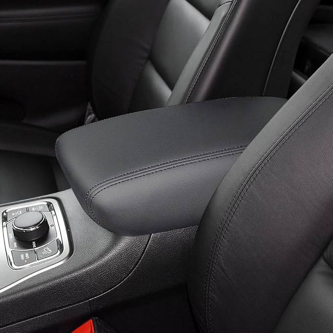 INTGET Car Center Console Armrest Cover for 2011-2020 2021 Jeep Grand Cherokee Accessories Arm Rest Box Pad Console Lid Protection Saver for Grand Cherokee Console Cover(Black)